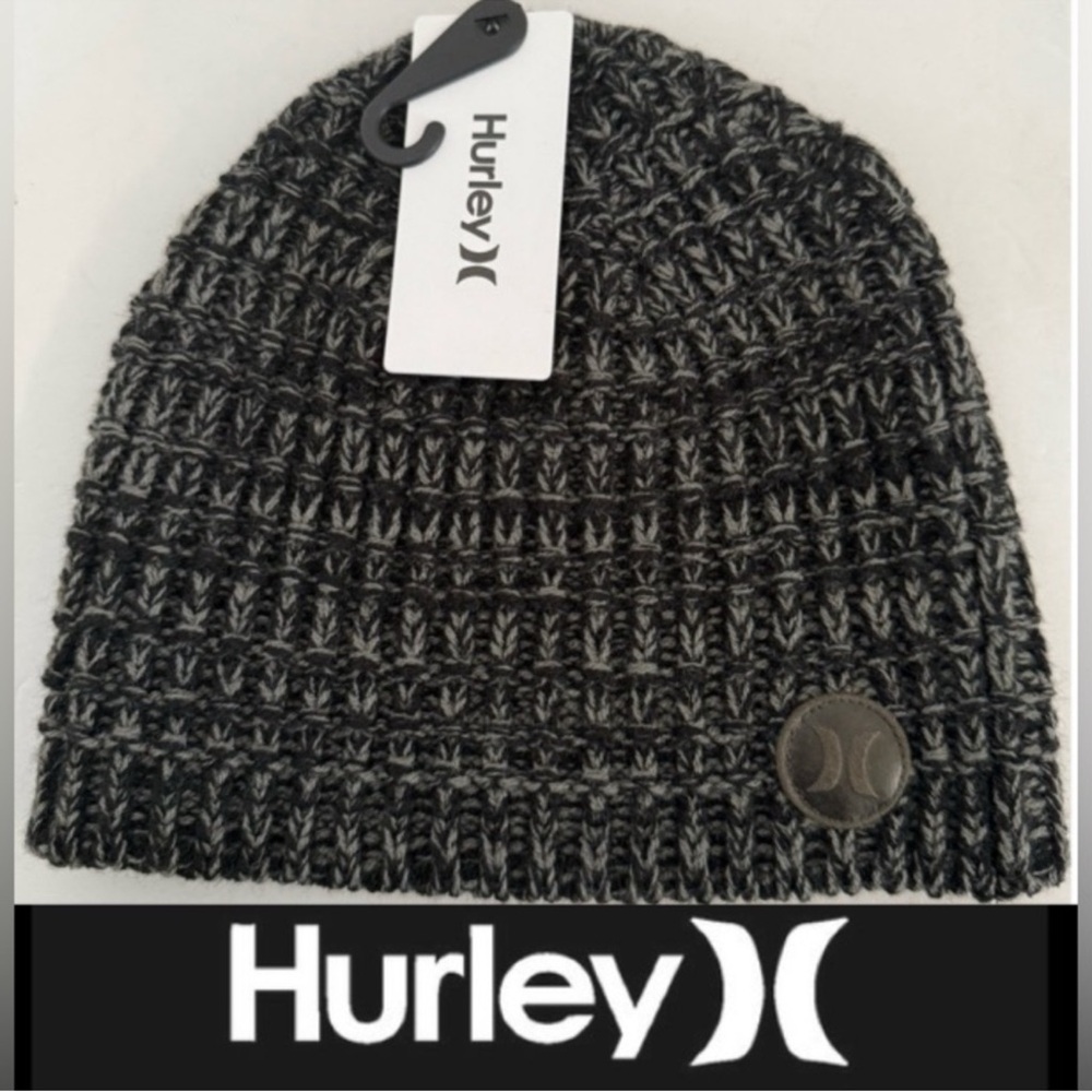 Hurley Black and Gray Knit Beanie
